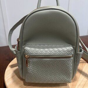 LD Mini Backpack Shoulder Bag Purse | pastel green faux with keychain